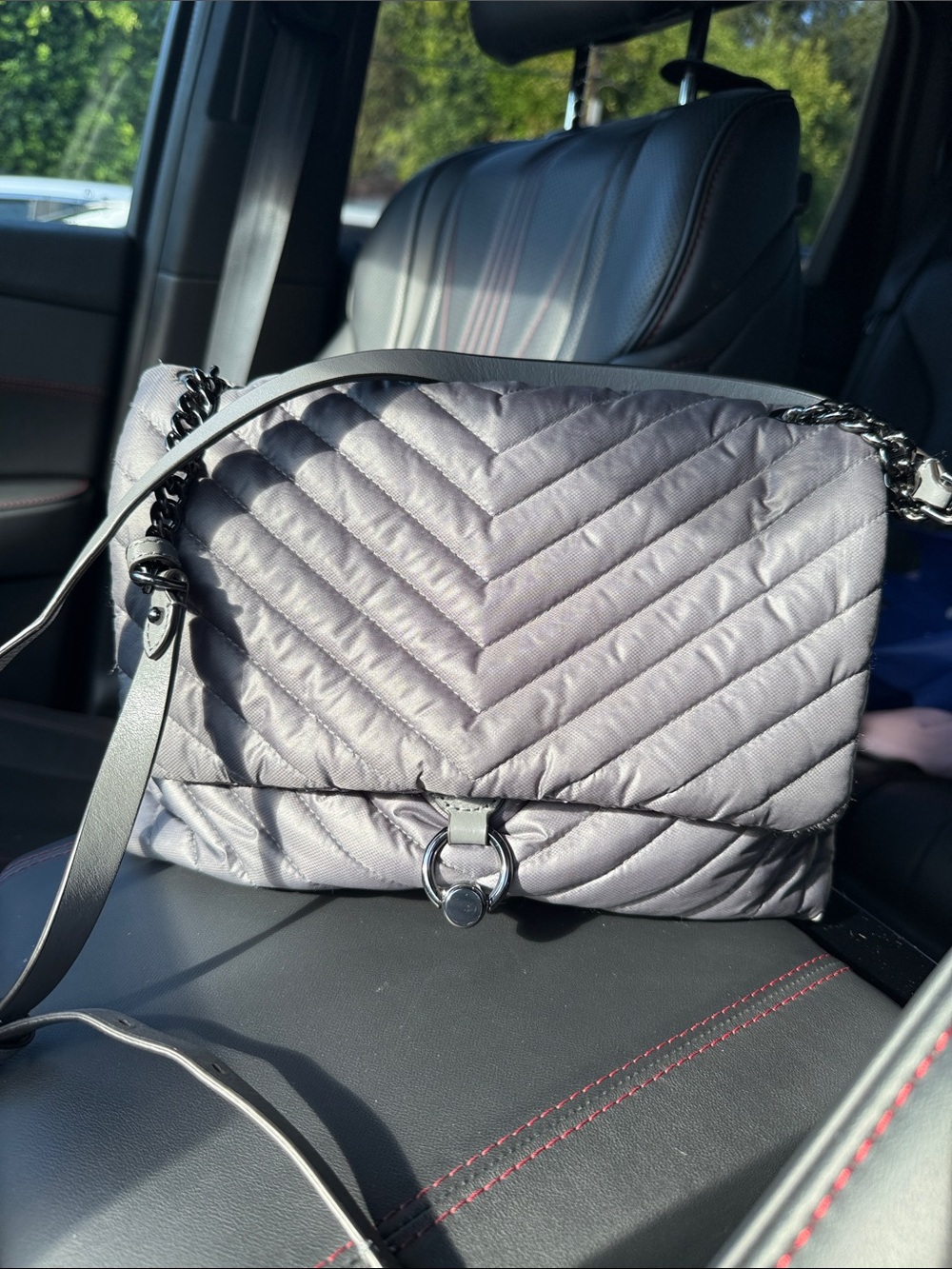 Rebecca Minkoff Quilted Chevron Shoulder Bag in Gray